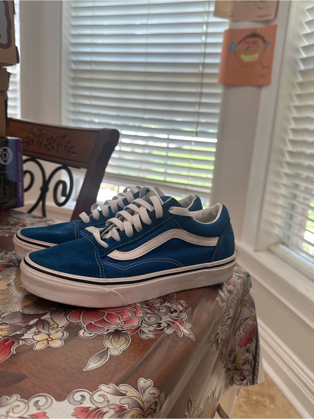 Vans blue and white shoes